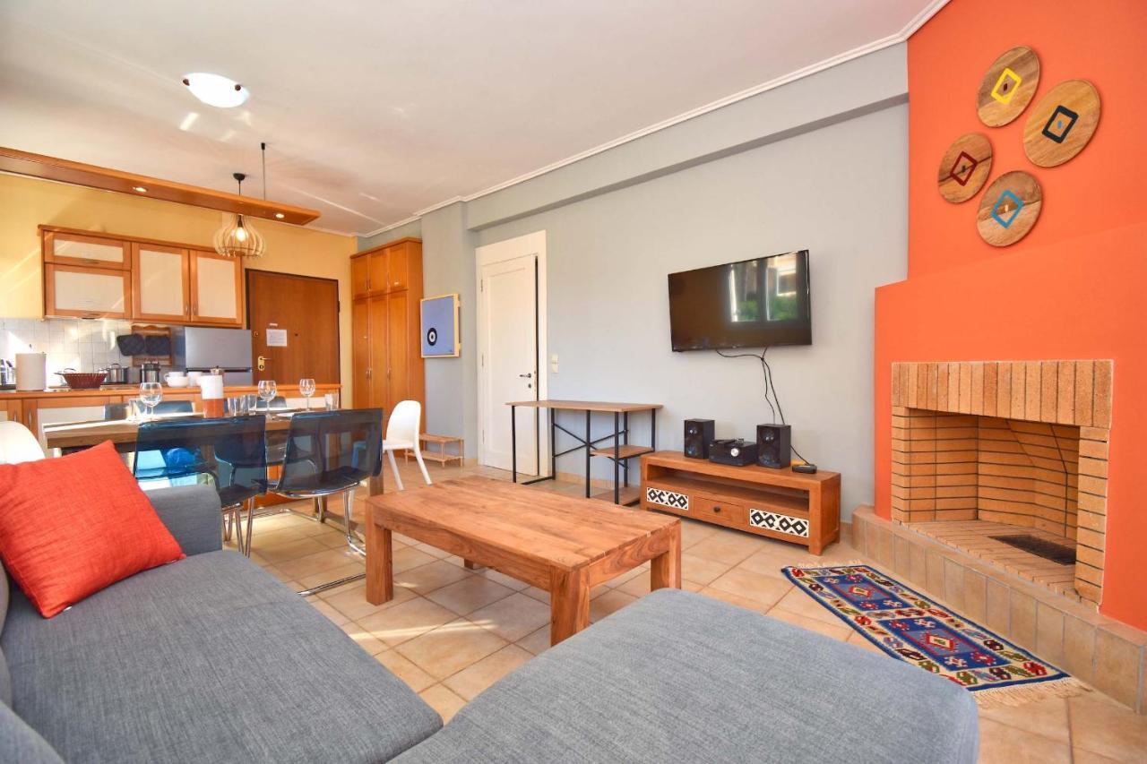 Pebbles And Sea At Barbati With Shared Pool Apartment Bagian luar foto